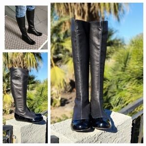 Lanvin  Soft‎ Leather Cap Toe Flat Tall Boots